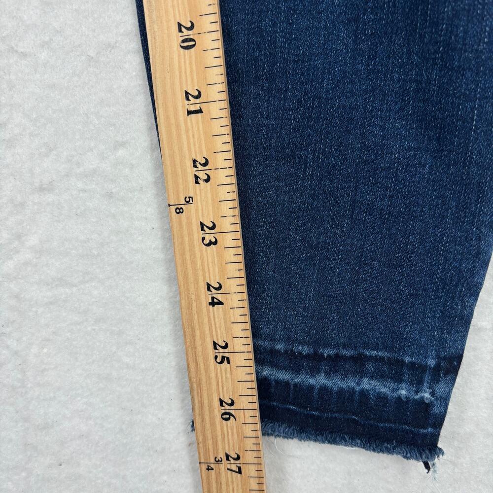Spanx Pull On Jeans Size M High Rise Stretch Denim Distressed Raw Hem Skinny - Picture 9 of 11